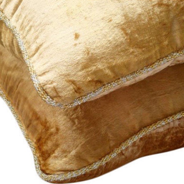 Designer Gold Sofa Pillow Cover 16"x16", Velvet Throw Pillow Cover Throw Pillow Cover Custom Solid Color Contemporary Style - Gold Shimmer
