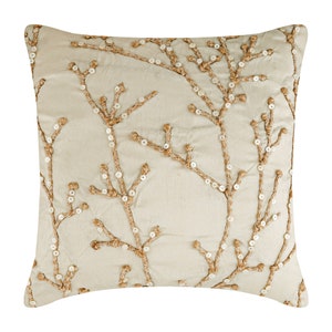 Decorative Ivory Euro Pillowcase 24&quot;x24&quot;/26&quot;x26&quot;, Art Silk Cushion Case Pillow Sham Nature Floral Pattern Contemporary Style - Jute Willow