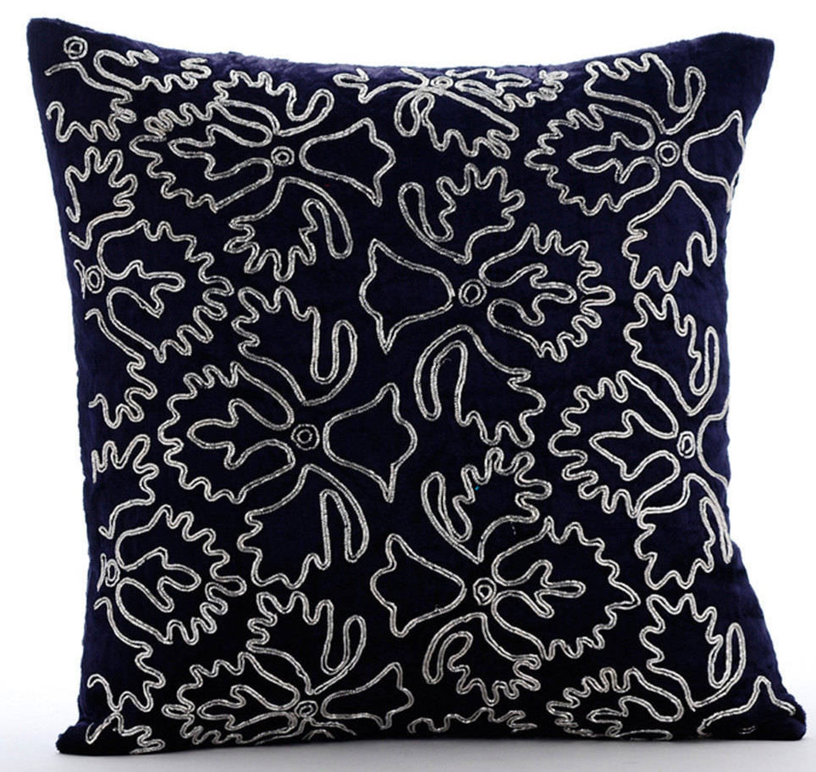 Decorative Navy Blue Bed Pillow 24x24 / Etsy