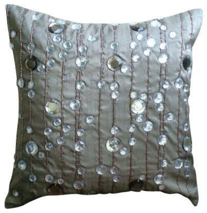 Decorative Gray Toss Pillows 16x16 Art Silk Throw Etsy