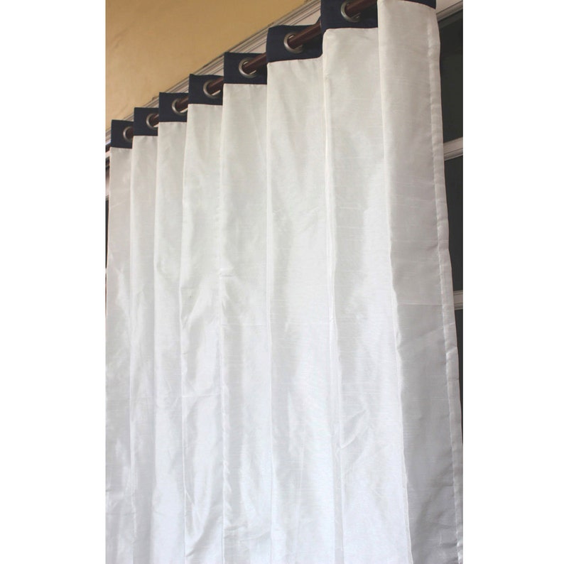 White And Navy Curtain Panels 52x84 Grommet Drapes Living and Bedroom Decor And Housewares Valance Window Treatments image 2