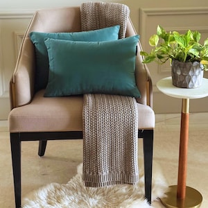 Pack of 2 Teal Green Lumbar Pillow Covers, Rectangle Pillow Covers, Solid Cushion Covers, Velvet Pillow Case, Pillowcase - Teal Green Velvet