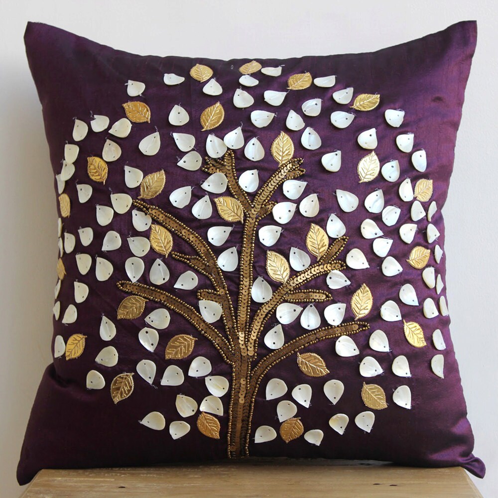 Luxury Plum Pillow Cases 16x16 Silk Throw Pillows Etsy