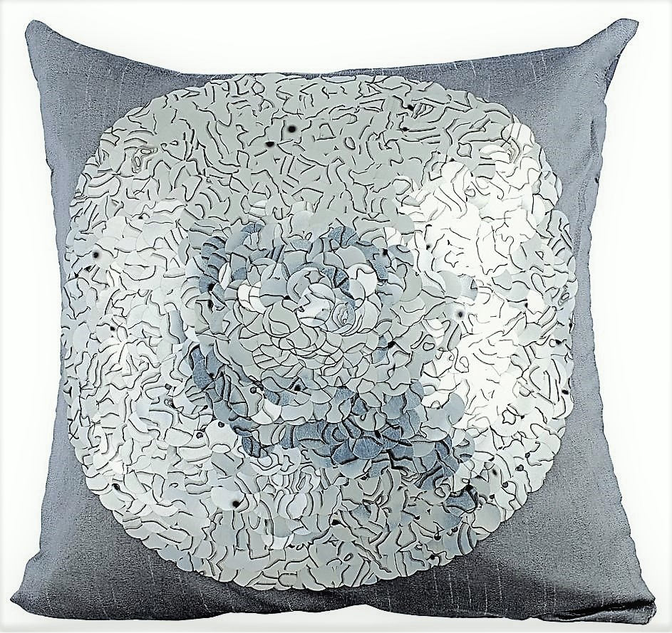 Designer Silver Grey Accent Pillow Covers 16x16 Etsy