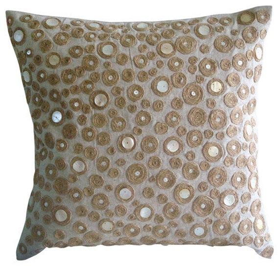 Designer Dotted Jute Pillows Cover Ecru Throw Pillow Covers Etsy