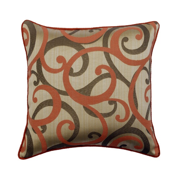 Jacquard Rust Throw Cushion 16x16 Decorative Etsy