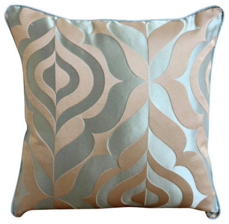 16x16 Decorative Teal Blue Pillow Case Teal Luxury Jacquard Weave Pillow Cover Throws For Sofa Damask Pattern Modern Home Decor Pillow