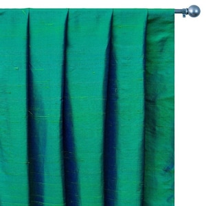 Peacock Silk Dupioni Curtain Panels (Rod Pocket, Grommet, Box Pleat, Three Pinch Pleat, Tab Top and Plain Ring Top)