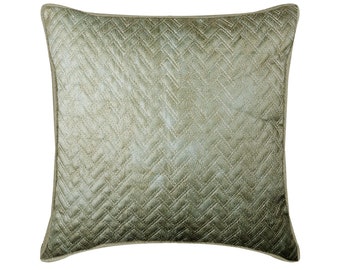 Leather & Suede Grey Couch Throw 24"x24"/26"x26", Designer Quilted Euro Sham Chevron Pattern Cushion Cover Modern Home Decor - Chevron Greys