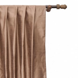 Copper Art Silk Curtain Panels, Faux Silk Curtains (Rod Pocket, Grommet, Box Pleat, Three Pinch Pleat, Tab Top And Plain Ring Top)