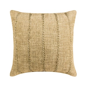 Decorative Throw Pillow Cover 16&quot;x16&quot; Beige Textured Linen/Jute Cushion Cover with Gold Chains Modern Lounge Home Decor -Chain Reaction Gold