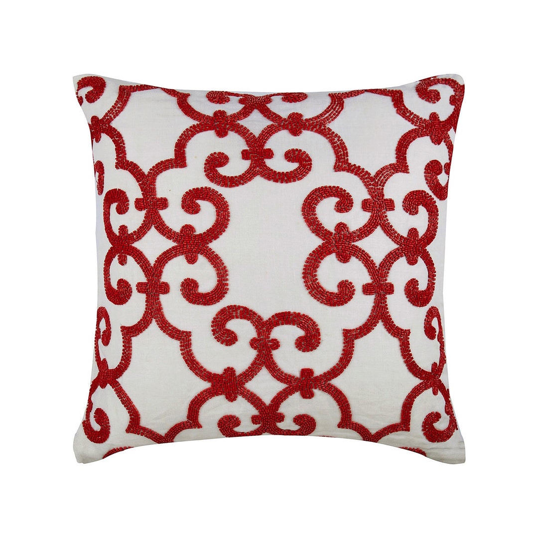 Buy Handmade Red Throw Pillow Cover 16x16 Cotton Online in India Etsy