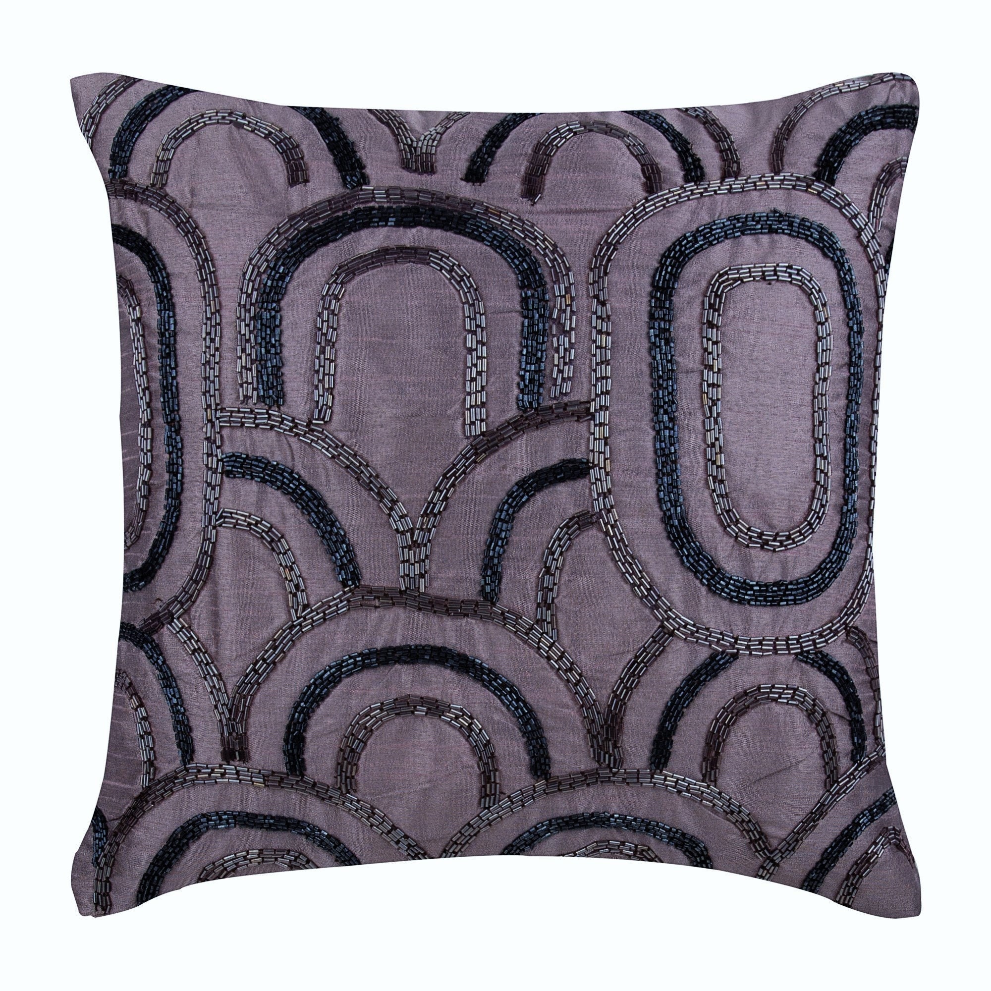 Plum Purple 18x18 Decorative Sofa Pillow Art Silk Throw Pillow Cover Custom Illusion Throw Pillow Custom Circles Dots Purple Touch