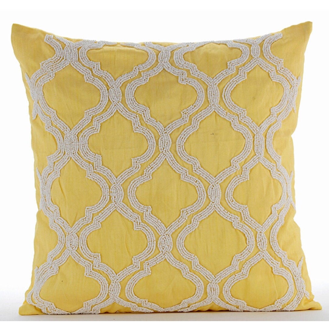 Luxury Lattice, Trellis Yellow Bed Pillow Case 24"x24" / 26"x26" , Art ...