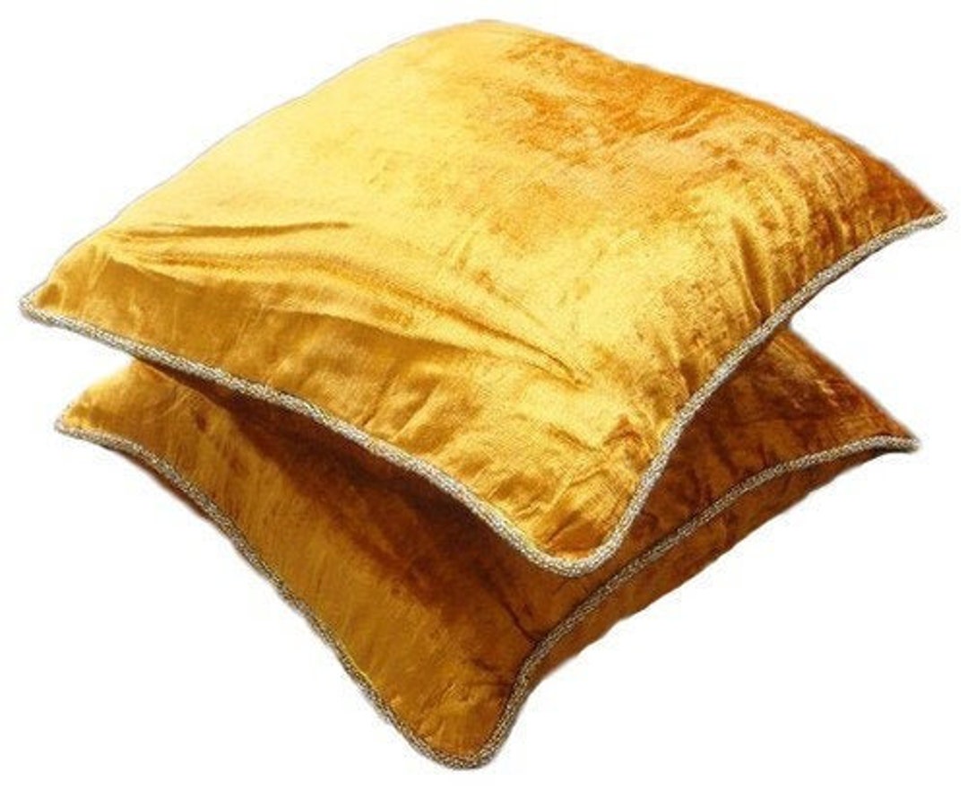 Designer Gold Euro Pillow Sham 24x24/26x26, Velvet Sofa Euro Sham Bed