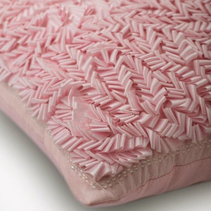 Handmade Pillow Sofa 16x16, Art Silk Sofa Cushion Cover Pink Toss Pillows Solid Color Pattern Modern Home Decor Pillow Pink Paradise image 2