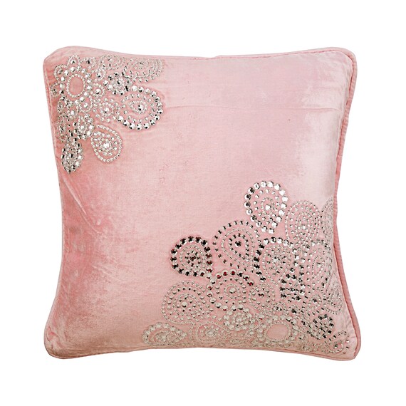 16x16 Decorative Pink Throw Pillow Case Velvet Etsy