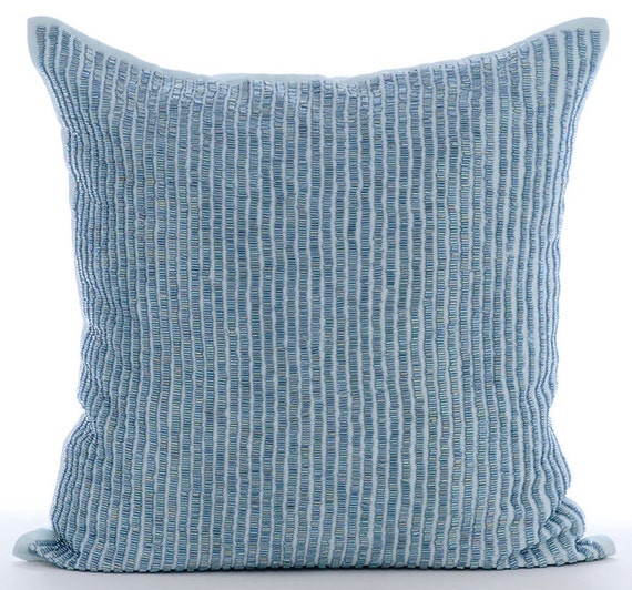Handmade Light Blue Pillows Cover Striped Beaded Sparkly Etsy