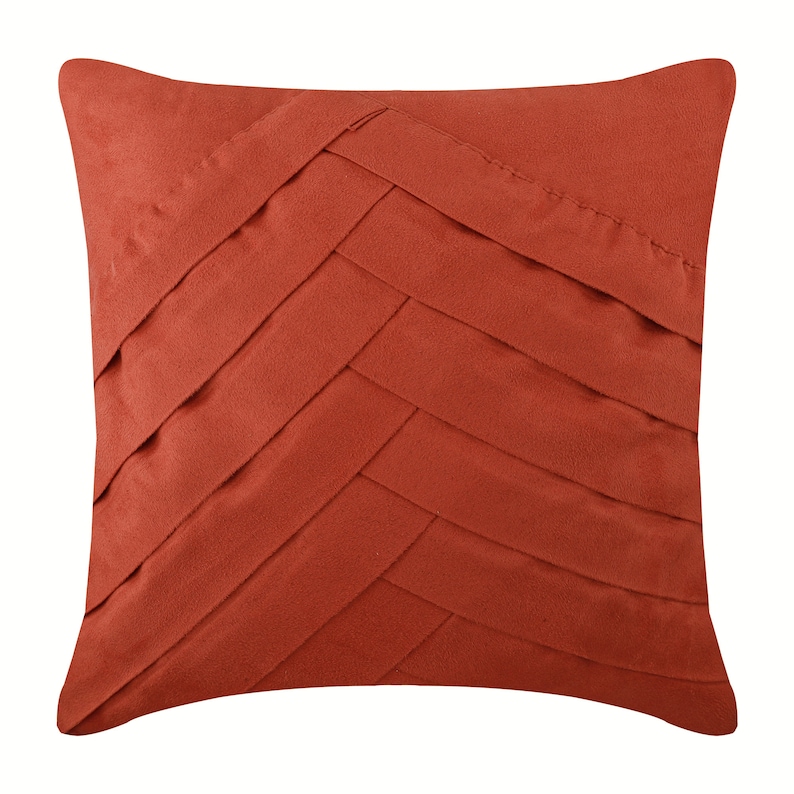 Suede Rust Orange Throw Pillow Cover 16x16 Etsy India