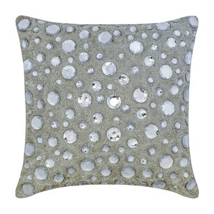 16"x16" Luxury White Pillow Cover, Art Silk Toss Pillow Cover Bling Toss Cushion Circles Dots Pattern Modern Style - Diamonds Everywhere