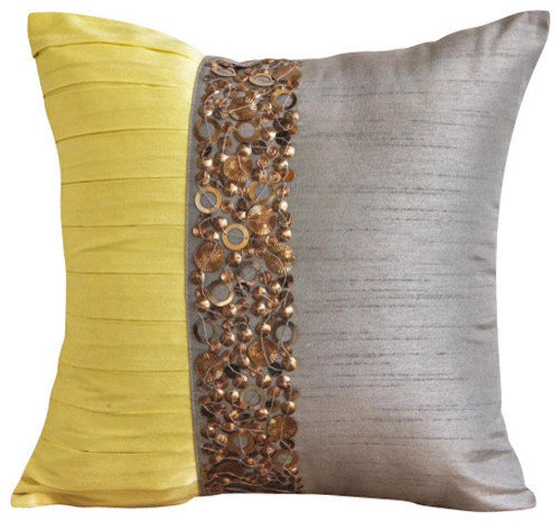 Decorative Gray Cushion Pillow Art Silk Luxury Pintucks Couch Pillow Cover 16