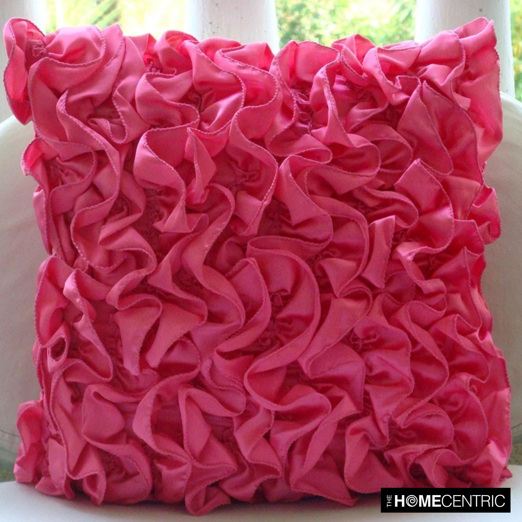 Satin Fuchsia Pink Sofa Cushion Cover 16"x16", Designer Throw Pillow ...