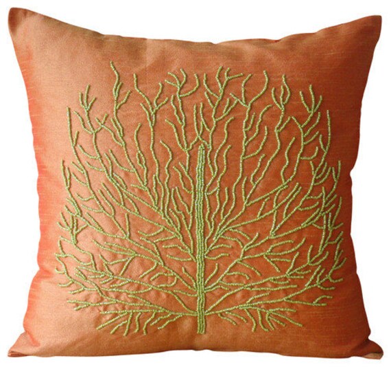 Designer Orange Pillow Cases 16x16 Silk Etsy
