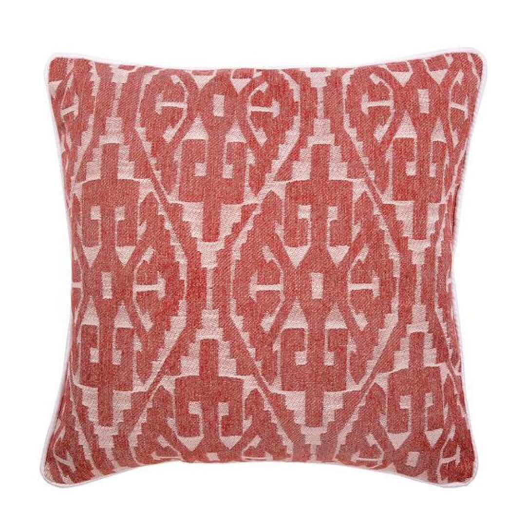 Designer Red Euro Pillow Sham 24x24/26x26, Jacquard Silk Couch Throw