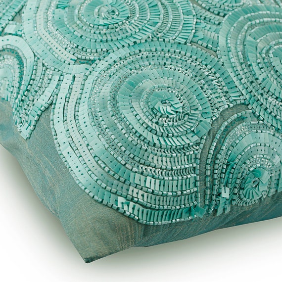Turquoise sequin throw pillows sale