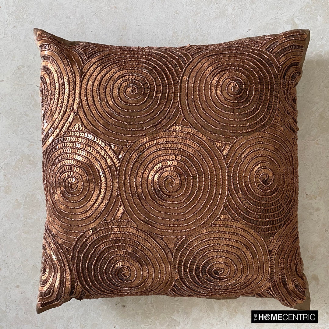 Jacquard Stripe Cushion Cover Square 16✘16 Inches - Copper main image 1