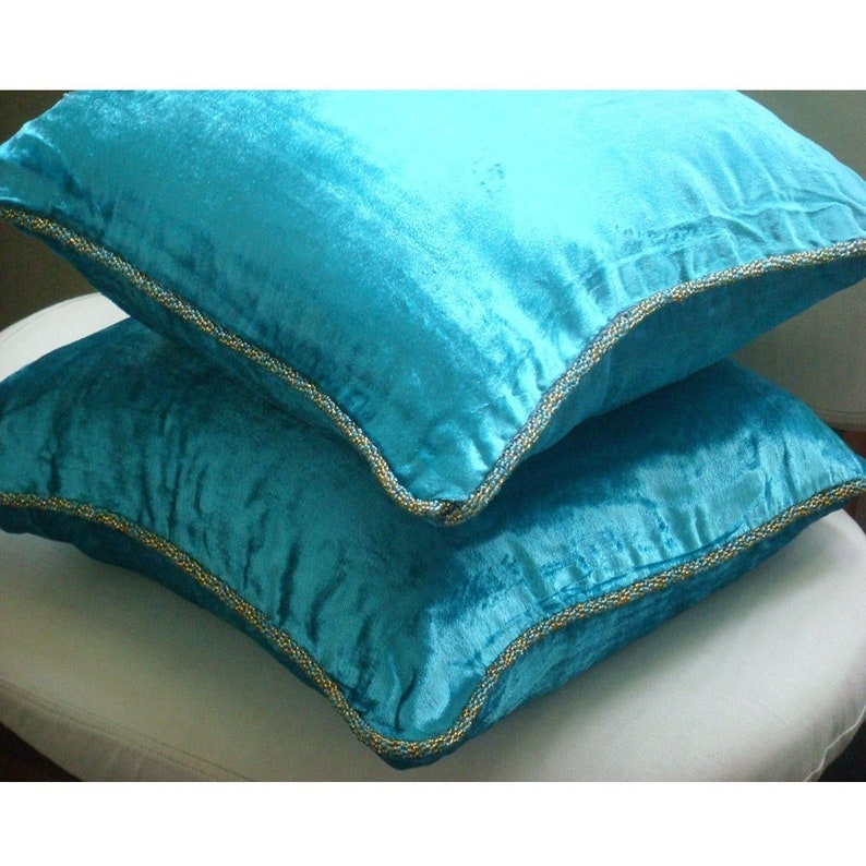Designer Turquoise Blue Pillow Case Cover 24x24 / Etsy
