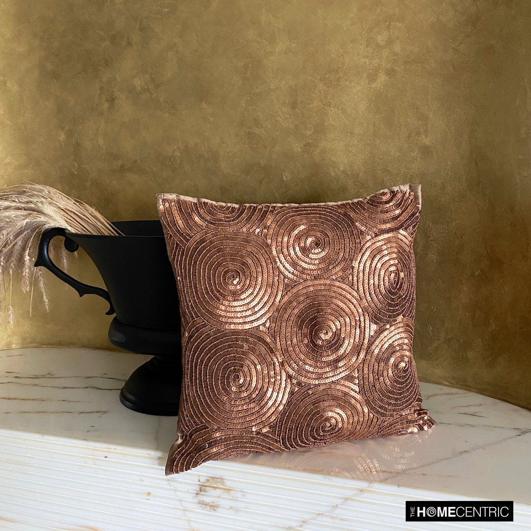 OrientalWeavers Federa Per Cuscino In Seta Poliestere 46x46 Cm - Marrone E Oro Con Cerniera