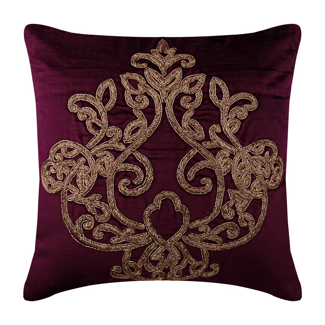 Decorative Purple Throw Pillow Case 16x16, Velvet Sofa Pillow Cover Sofa Pillow Damask