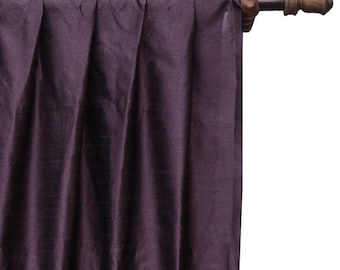 Dark Plum Art Silk Curtain Panels, Faux Silk Curtains (Rod Pocket, Grommet, Box Pleat, Three Pinch Pleat, Tab Top And Plain Ring Top)