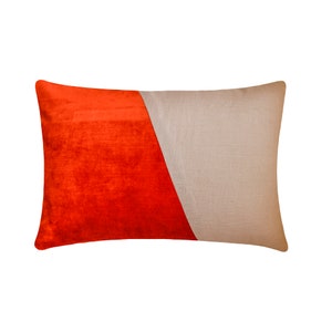 Decorative Oblong / Lumbar Throw Pillow Cover Orange Velvet / Linen, Color Block Pillows for Couch Modern Decor Home Style-Velutinous Orange