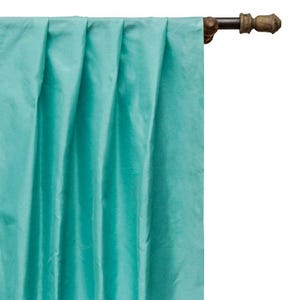 Sea Green Art Silk Curtain Panels, Faux Silk Curtains (Rod Pocket, Grommet, Box Pleat, Three Pinch Pleat, Tab Top And Plain Ring Top)