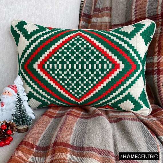 Housse De Coussin Lombaire Pottery Barn, Broderie 'Ho Ho Ho' De Noël, 16x26 Pouces, Neuve