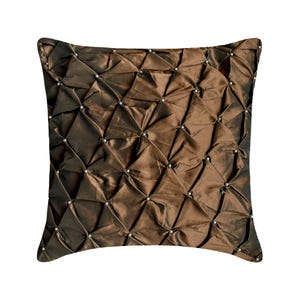 Designer Brown European Pillowcase 24"x24"/26"x26", Taffeta Bed Pillow case Pintucks, Textured, Rhombus, Diamonds Throw-Chocolate Texture