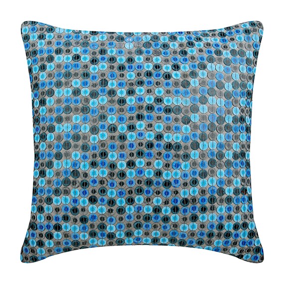 16x16 Decorative Blue Throw Cushion Cover Art Etsy