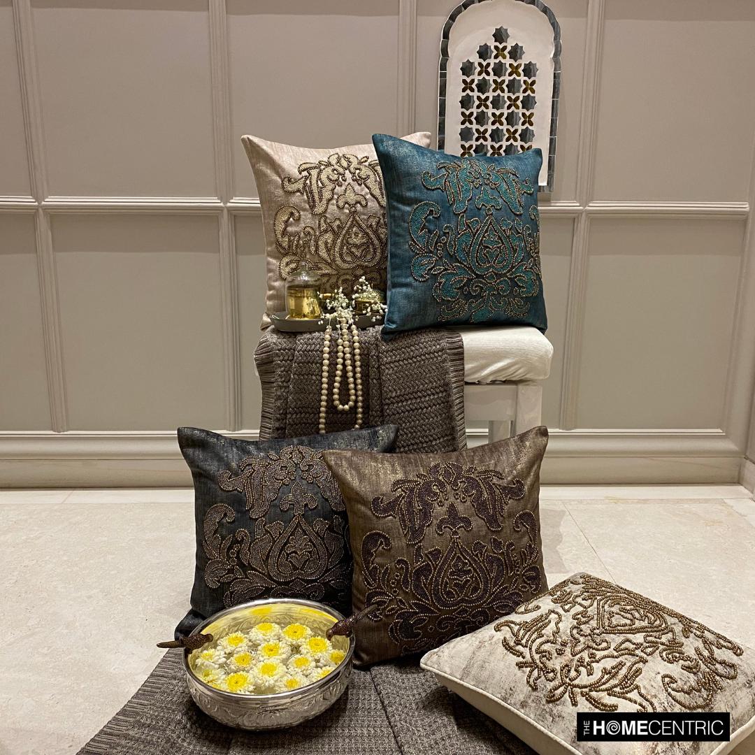Custom Chenille Striped Cushion Cover – Gold Brown Damask Design, Any Size Available 2 thumbnail image