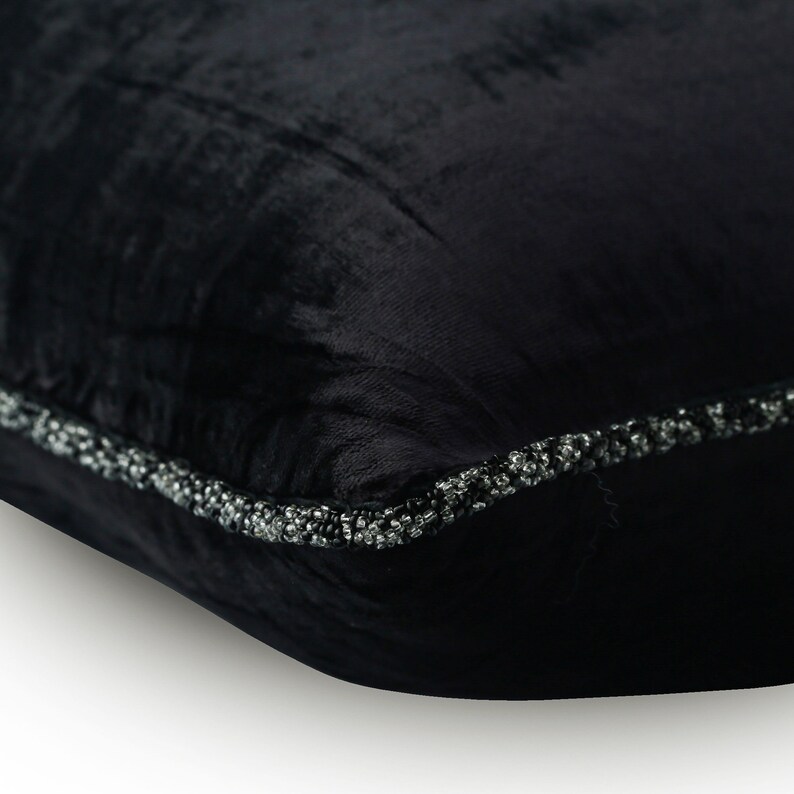 Velvet Black Throw Pillow Case 16x16 Decorative Etsy