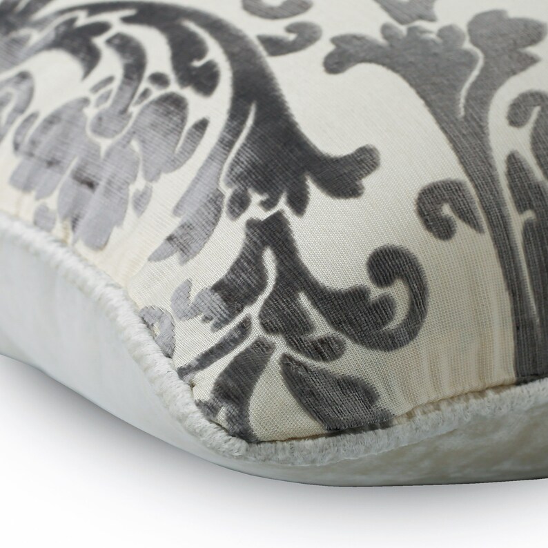 Burnout Velvet Couch Throw Paloma Gray Pillow Case Nature Floral Modern Designer Ivy Throw Pillow Cover 16x16 Paloma Grey Floral