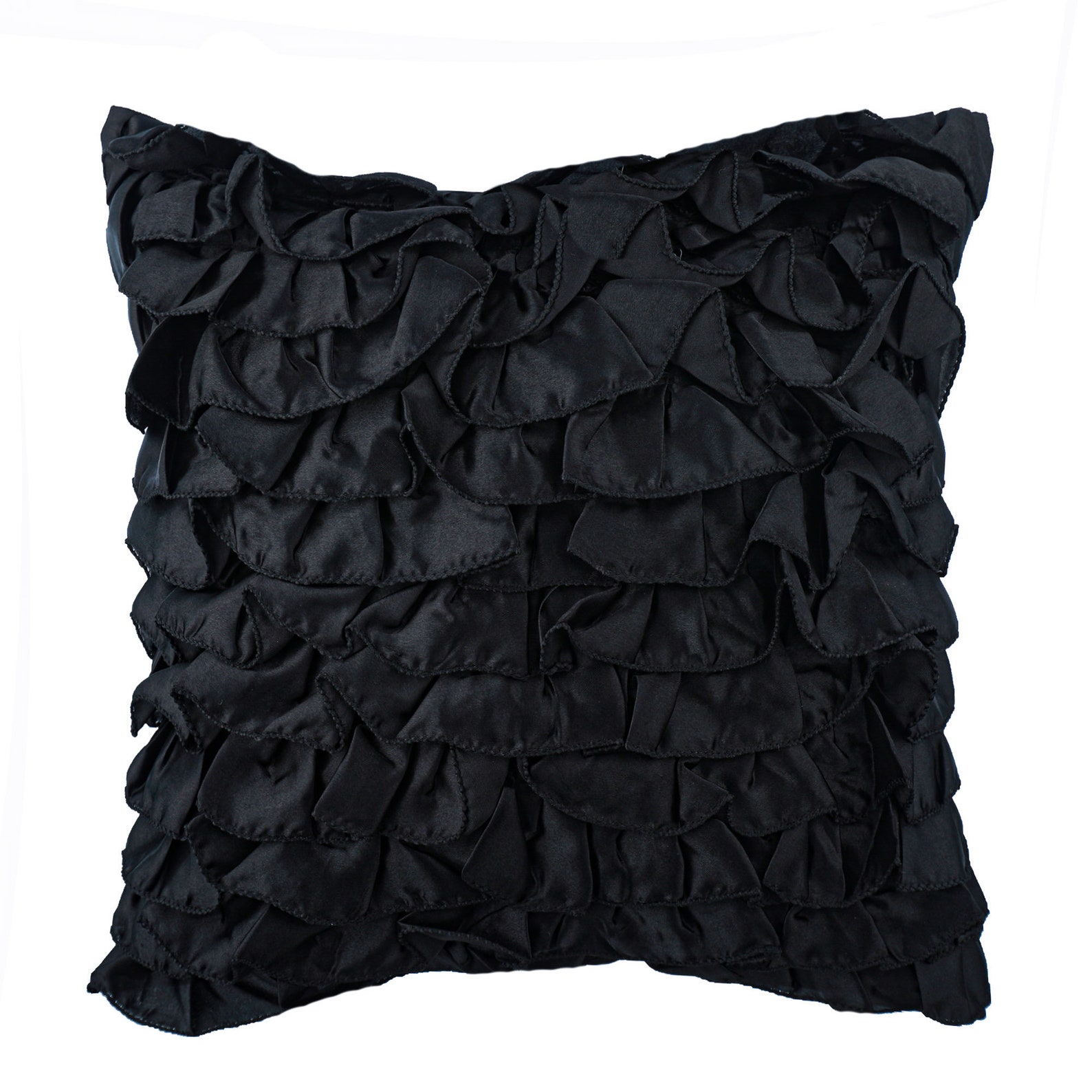 Satin Black Throw Pillow Case 16x16 Decorative Etsy