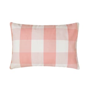 Decorative Oblong / Lumbar Throw Pillow Cover 12x16 Inch Cotton Buffalo Checks Sofa Cushion Cover Pink Plaid Pattern - Peach Pink Plaid Play