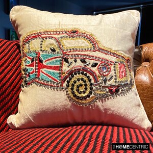Designer Vintage, Car, Vehicle Rhinestones Throw Pillow 16&quot;x16&quot;, Ecru Velvet Sofa Throw Couch Cushion Cover - Vintage Rider