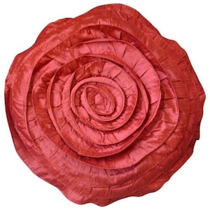 Decorative Blue Pillow Sham Covers 26 inch, Euro Sham Covers 26 Inches Round Silk Euro Sham Cover with Ruffles - Rust Rose