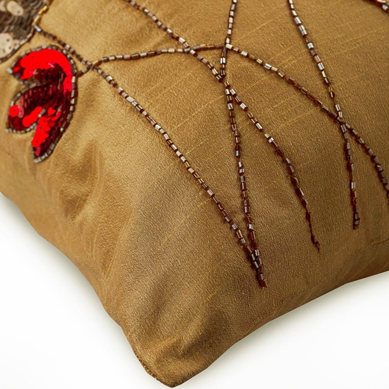 Decorative Dull Gold Pillow Cases Vintage 16x16 Etsy