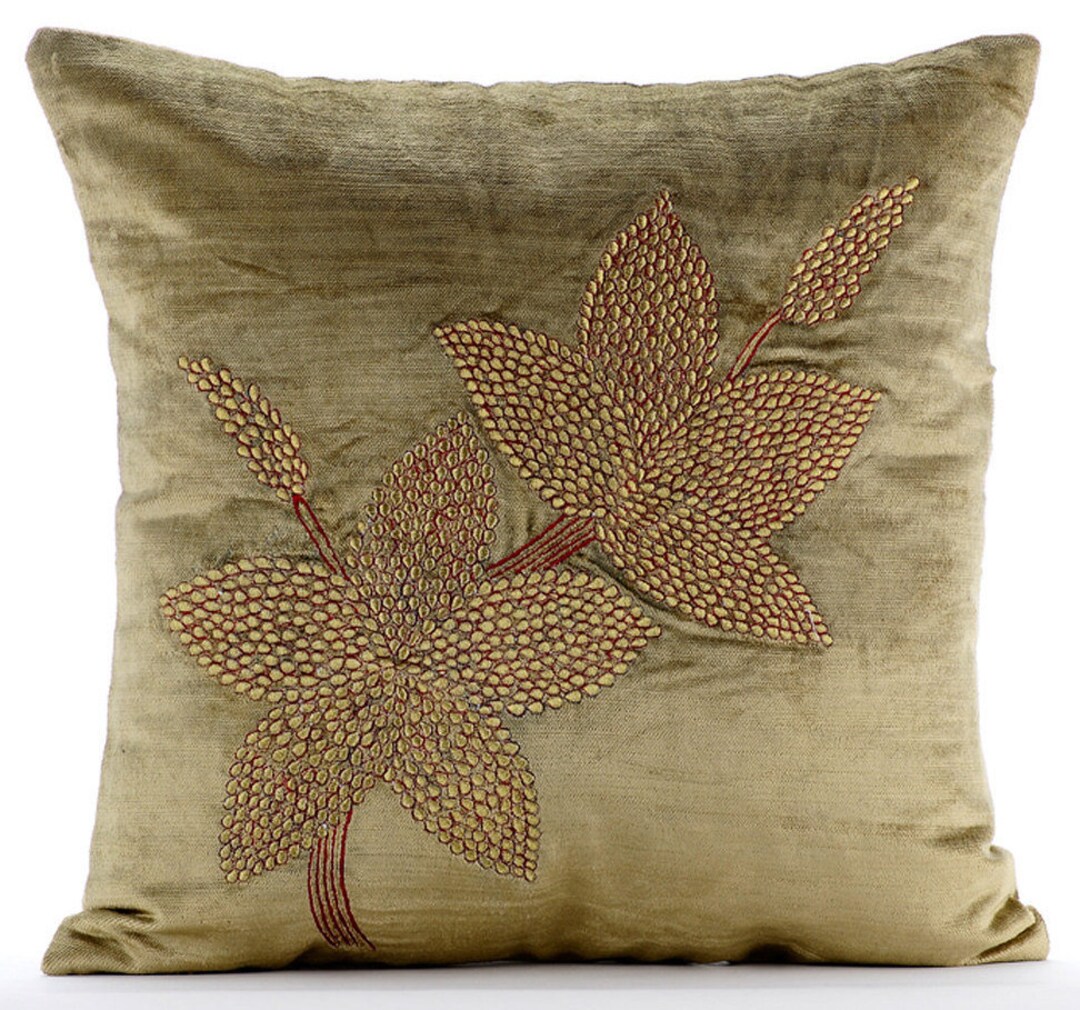 16x16 Decorative Sage Green Toss Pillows, Velvet Throw Pillow Case