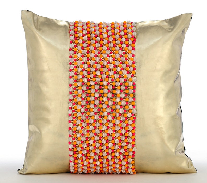 Square Colorful Neon Balls Art Deco Sparkly Glitter 24x24 Faux Leather Pillow Sham Covers Home Cushion Gold Pillow Shams Neon Ping Pong