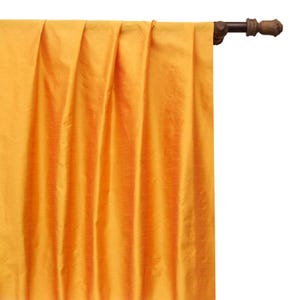 Saffron Orange Art Silk Curtain Panels, Faux Silk Curtains (Rod Pocket, Grommet, Box Pleat, Three Pinch Pleat, Tab Top And Plain Ring Top)